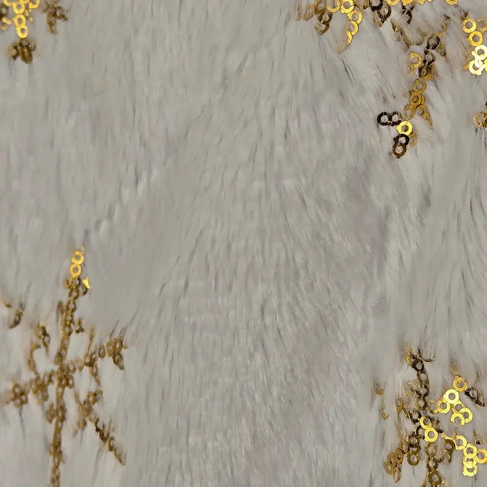 Christmas Tree Skirt White Gold Faux Fur 21